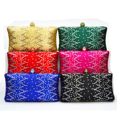 Crystal Inlay Silk Satin Bride Evening Bag Clutch