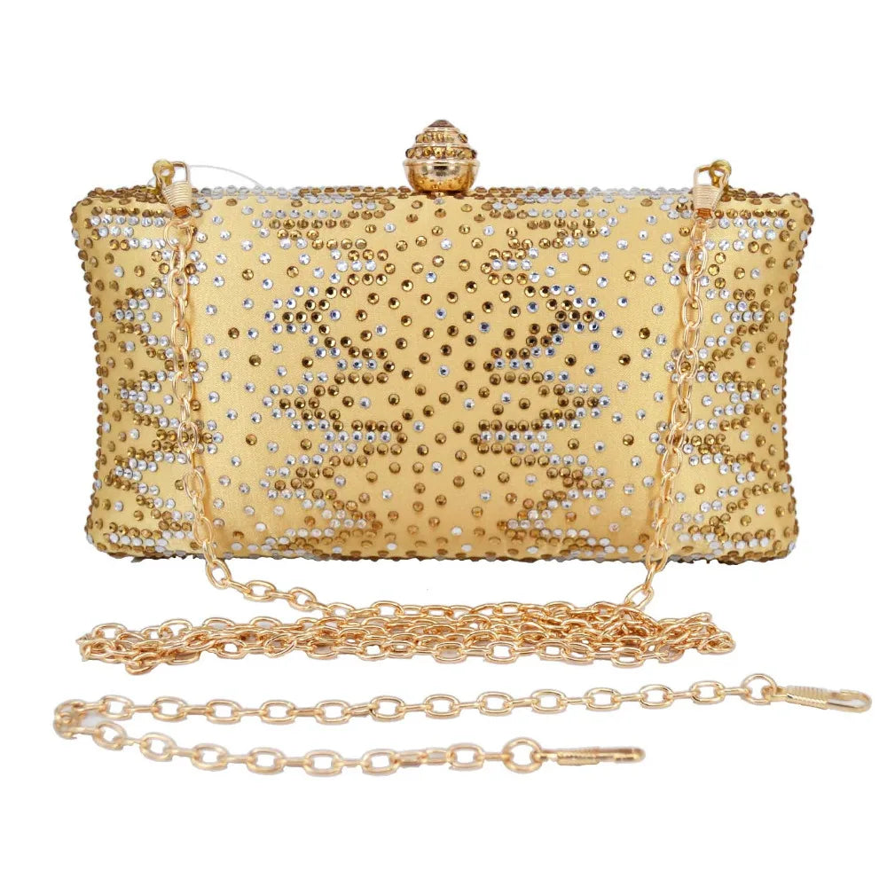 Crystal Inlay Silk Satin Bride Evening Bag Clutch