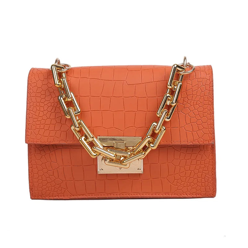 Summer Leather Women's Handbag Lock Chain Shoulder Messenger Bag