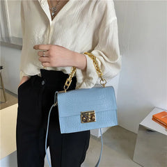Summer Leather Women's Handbag Lock Chain Shoulder Messenger Bag