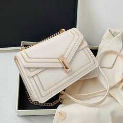Female Square Crossbody Bag High Leather Chain Shoulder Messenger Bag