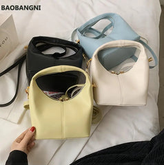 Women's Tote Bucket Bag Soft PU Leather Handbag Shoulder Messenger Bag
