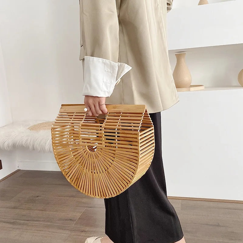 Female Straw Weave Tote Saddle Bag High Women's Handbag Large