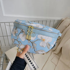 Flower Printed PU Leather Waist Bags For Women