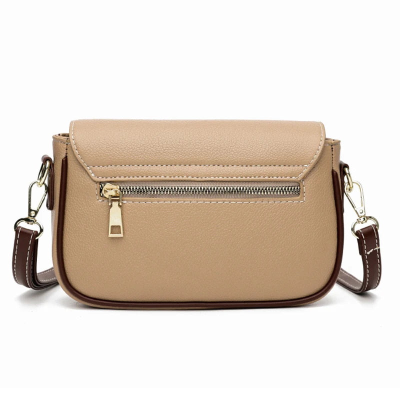 Litchi Leather Messenger Bag Women Handbag Shoulder Bag Flap