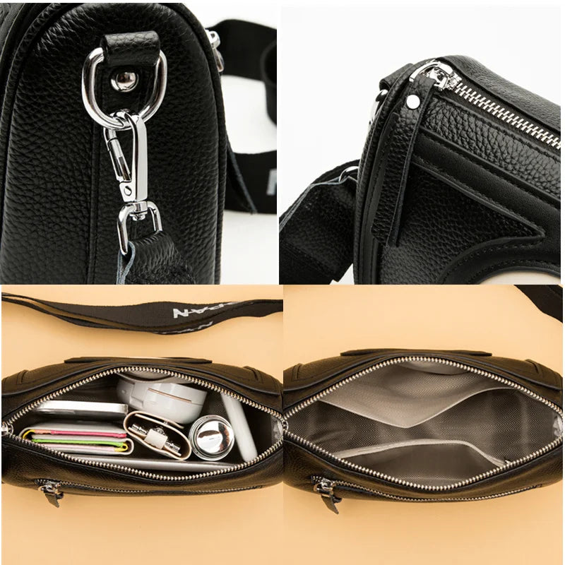 Solid Cowhide Women Shoulder Bag Crossbody Female Handbag