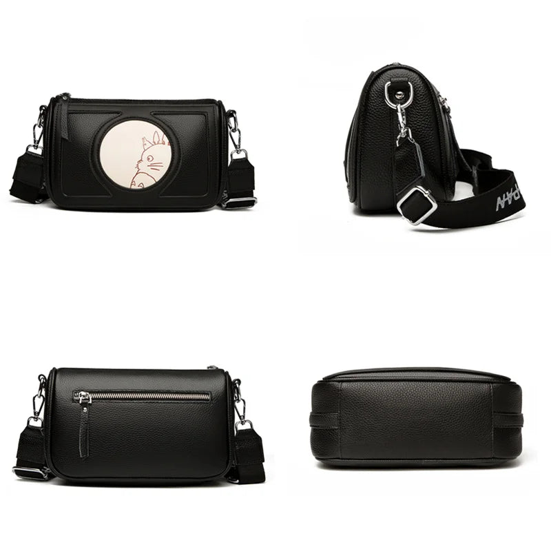 Solid Cowhide Women Shoulder Bag Crossbody Female Handbag