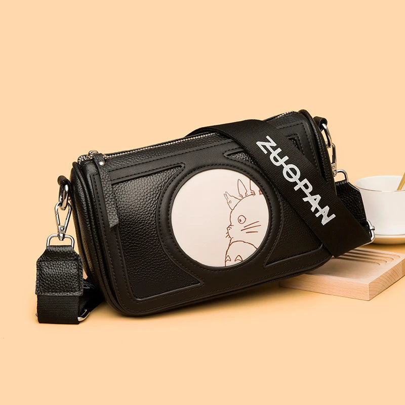 Solid Cowhide Women Shoulder Bag Crossbody Female Handbag