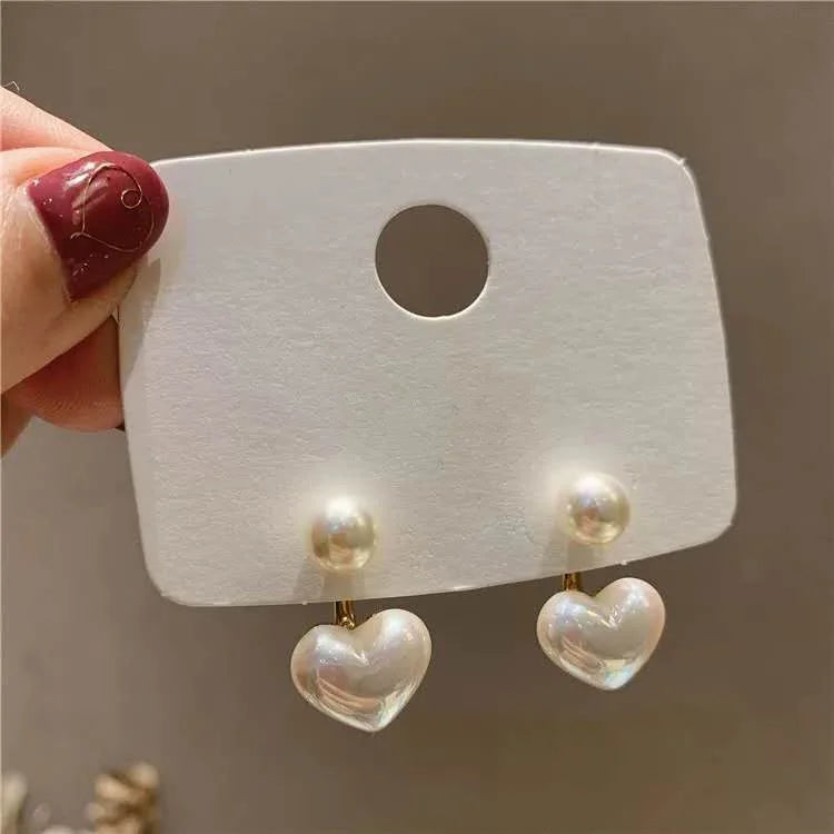 Pearl Heart Dangle Earrings Drop Earings Female Jewelry