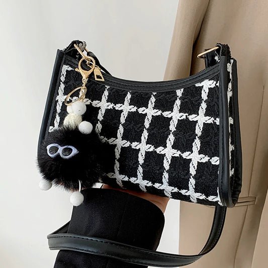 Plaid Messenger Bag Women Underarm Shoulder Clutch Purse Casual Tote Handbag