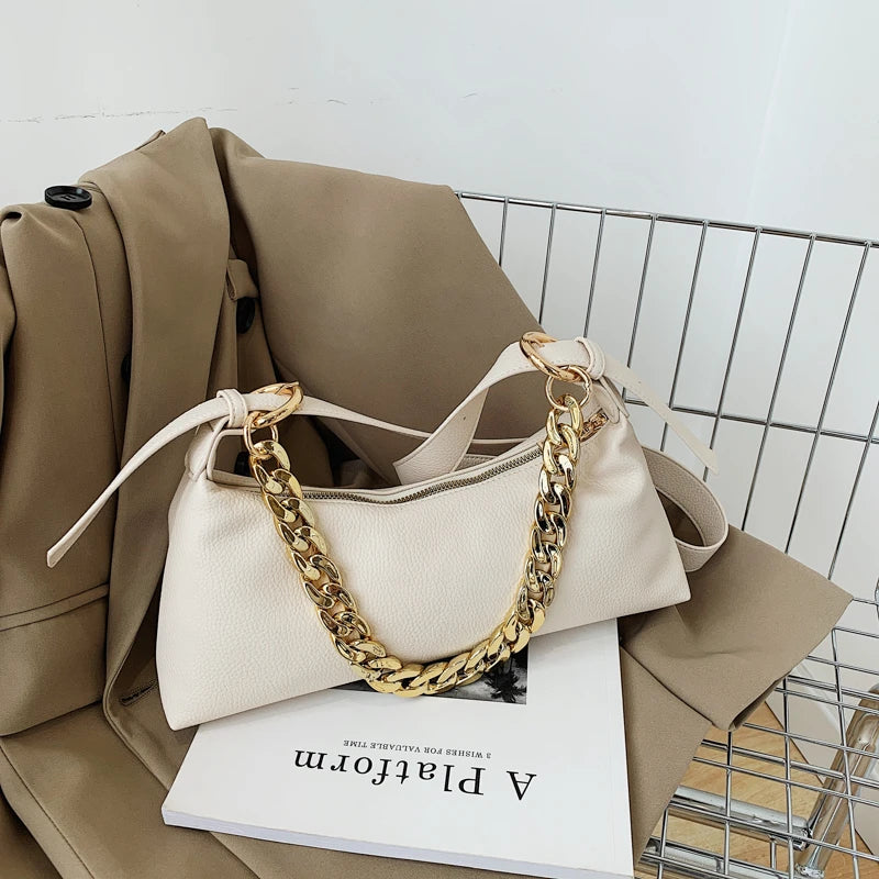 Solid Tote Bag Female PU Leather Crossbody Handbag Armpit bag