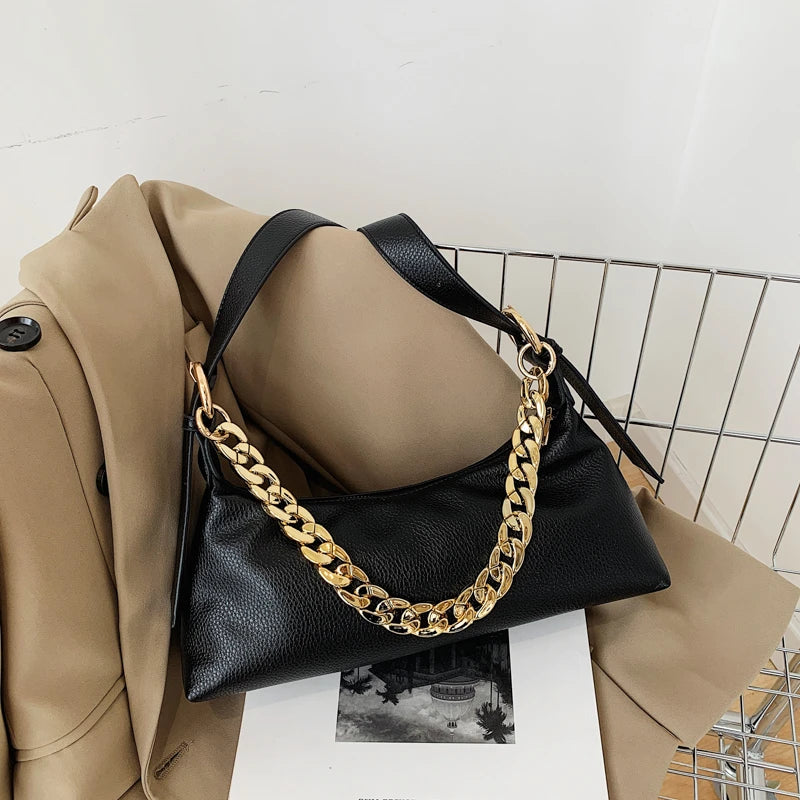 Solid Tote Bag Female PU Leather Crossbody Handbag Armpit bag