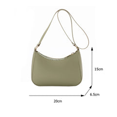 Women Half Moon Shoulder Bag Soft PU Leather Bucket Bag