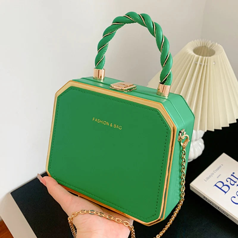 Women Purple Box Bags High Chain Shoulder Bags Party Handbag and Purse Crossbody