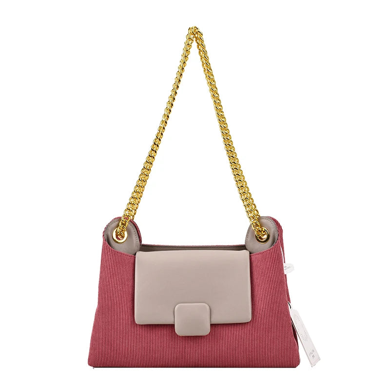 Women Shoulder Bags All-Match Chains Messenger Bag Texture Underarm Pack