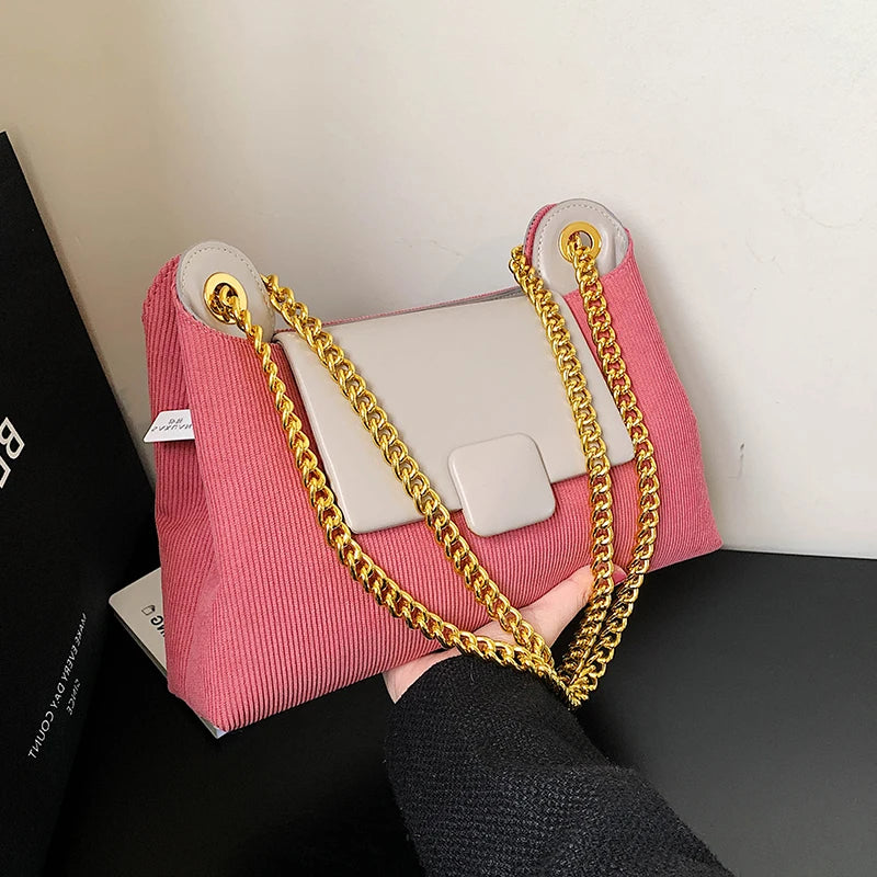 Women Shoulder Bags All-Match Chains Messenger Bag Texture Underarm Pack