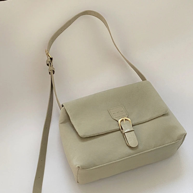 Matte Leather Shoulder Messenger Bag College Style Girls Student Crossbody Bag