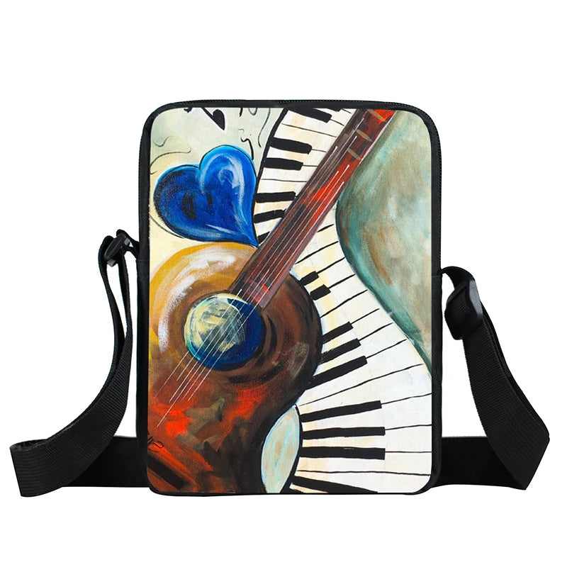 Elegant Piano Messenger Bag Women Handbags Guitar Print Shoulder Bag