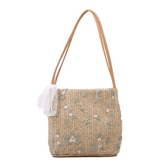 Fashion Straw Shoulder Bag Knitted Beach Handbag