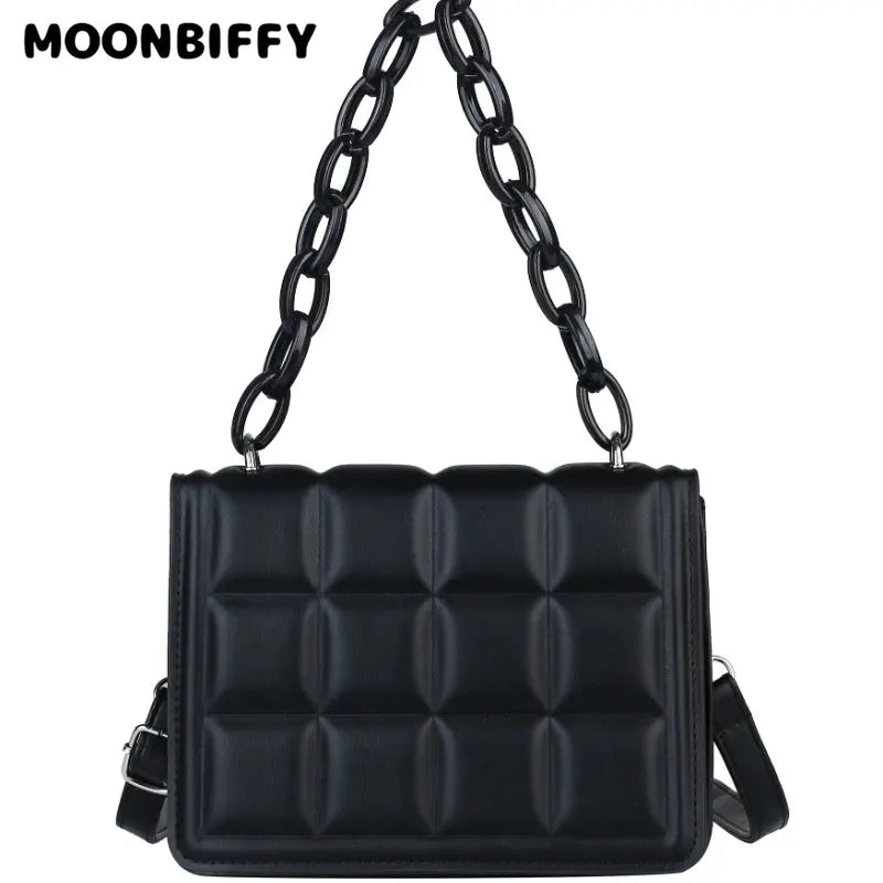 Plaid Shoulder Bag Handbag for Women Embossed Flap Crossbody Bag