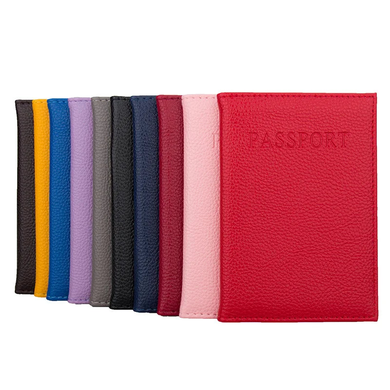 Litchi Grain Passport Holder Soft PU Leather Cover