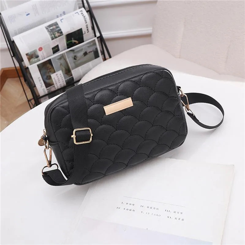 Embroidered Messenger Bag PU Leather Crossbody Large Capacity