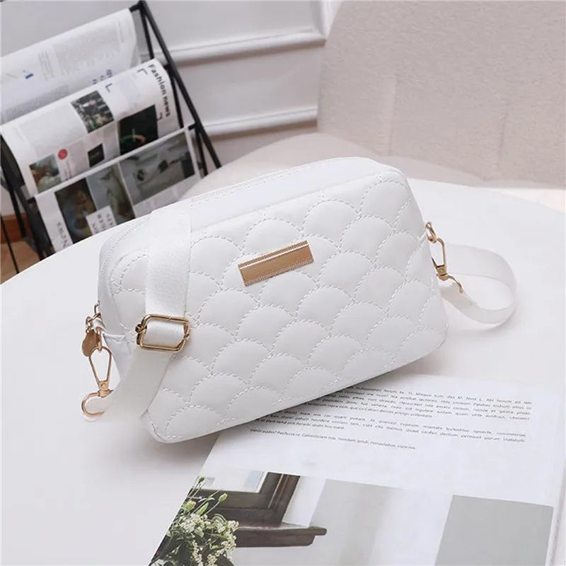 Embroidered Messenger Bag PU Leather Crossbody Large Capacity