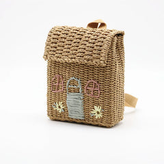 Bohemian Embroidered Straw Backpack Beach Bag