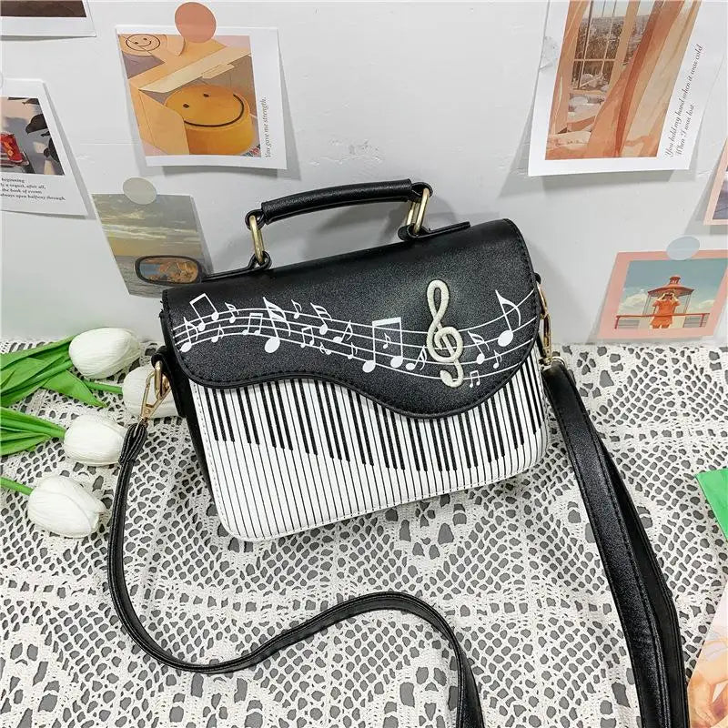 Embroidered Piano Keys Square Tote Bag