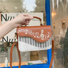 Embroidered Piano Keys Square Tote Bag