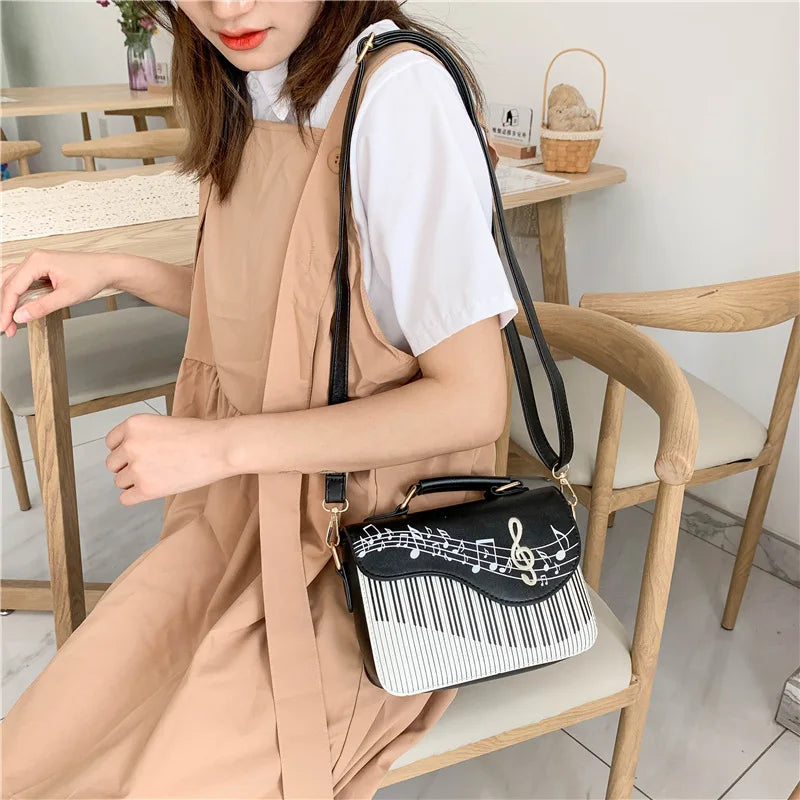 Embroidered Piano Keys Square Tote Bag