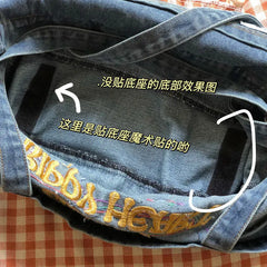 Embroidery Casual Tote Shoulder Bags Canvas Jeans Messenger Bags