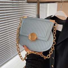 Embroidery Chain Women's Handbag PU Leather Shoulder Bag