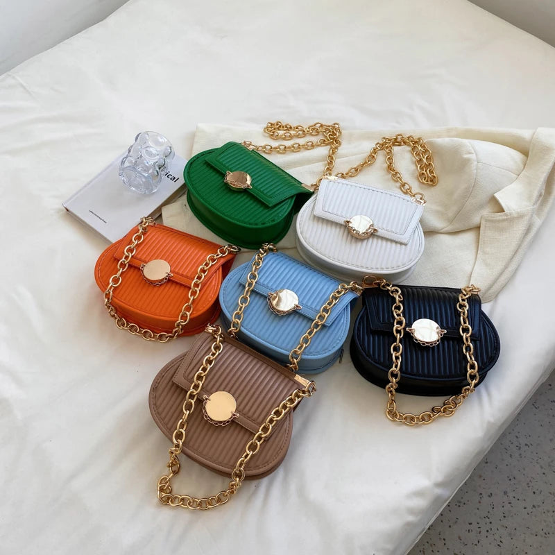 Embroidery Chain Women's Handbag PU Leather Shoulder Bag
