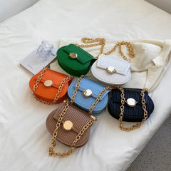 Embroidery Chain Women's Handbag PU Leather Shoulder Bag