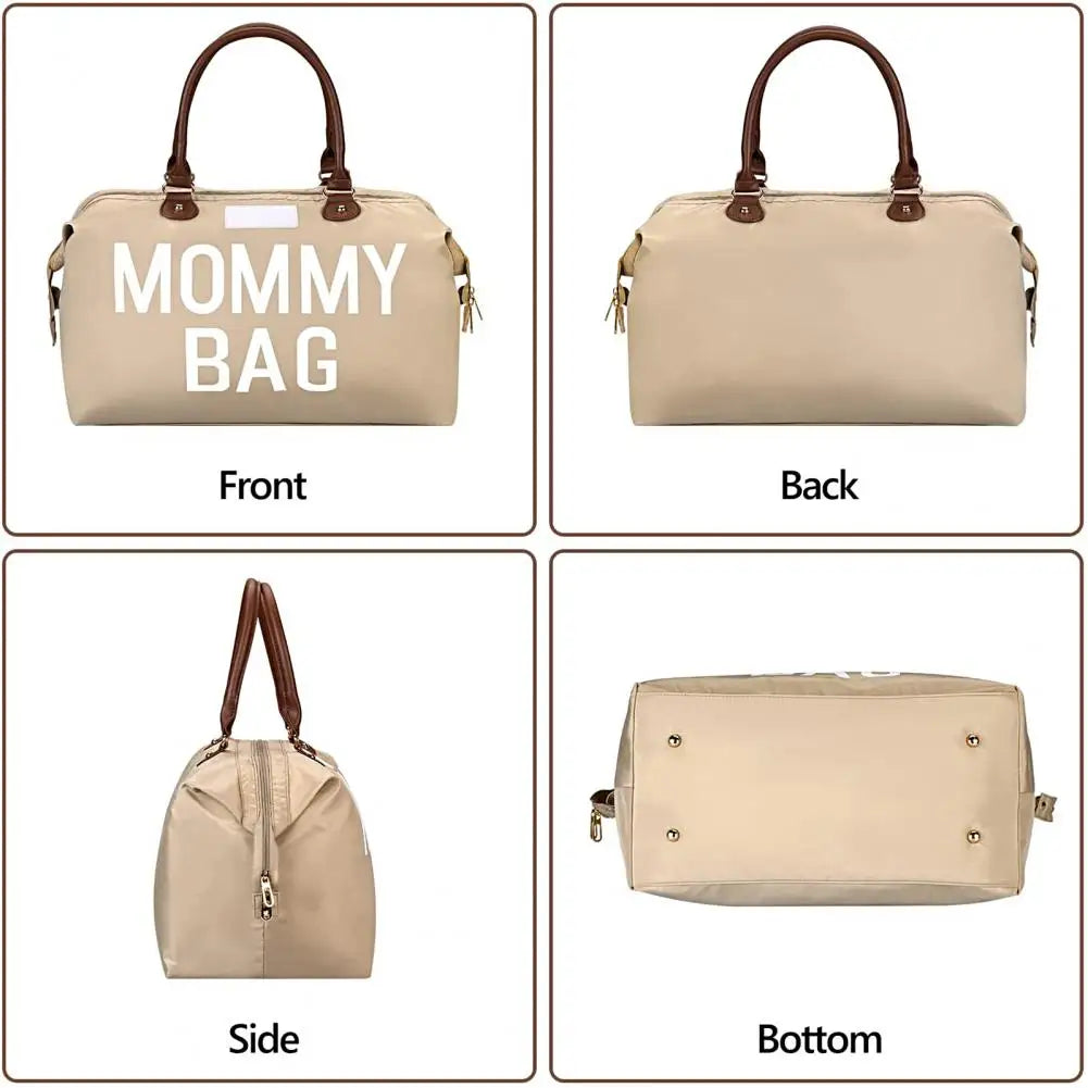 Large Capacity Embroidery Diaper Bag Double Handle Strap Mommy Storage Bag