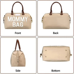 Large Capacity Embroidery Diaper Bag Double Handle Strap Mommy Storage Bag