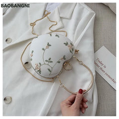 Embroidery Flowers Women Heart Clutch Evening Bags