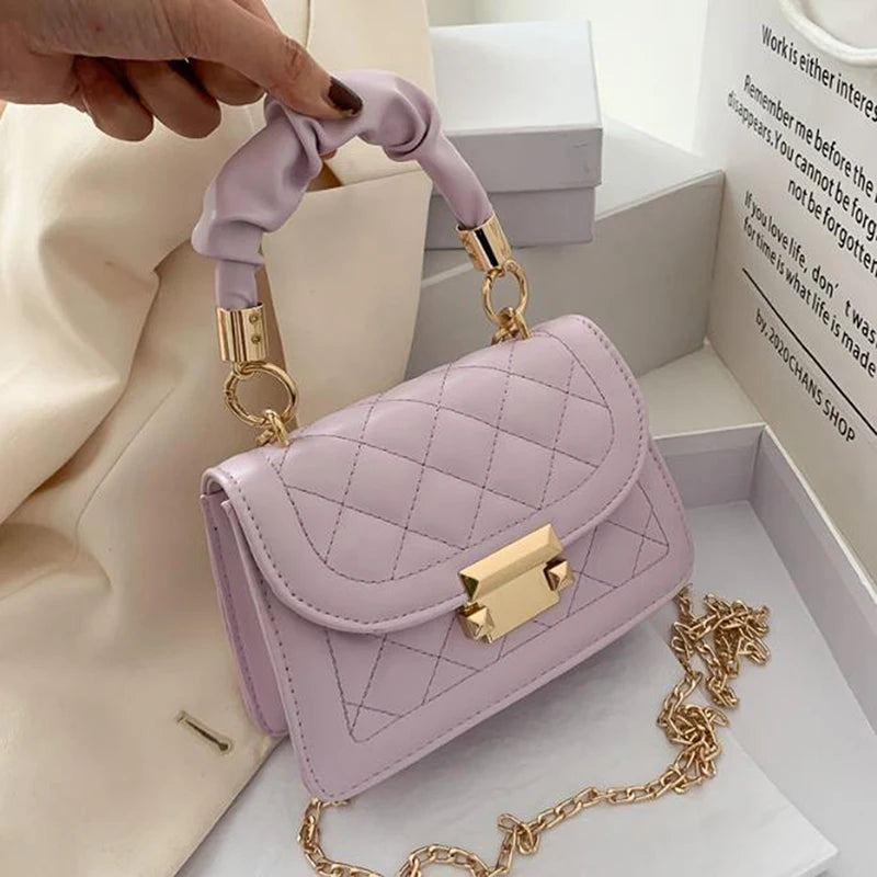 Embroidery Thread Chain Crossbody Bag Women Shoulder Bag PU Leather