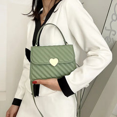 Embroidery Thread Quilted Crossbody Bag PU Leather Tote Lady Shoulder Handbag