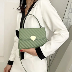Embroidery Thread Quilted Crossbody Bag PU Leather Tote Retro Shoulder Handbag