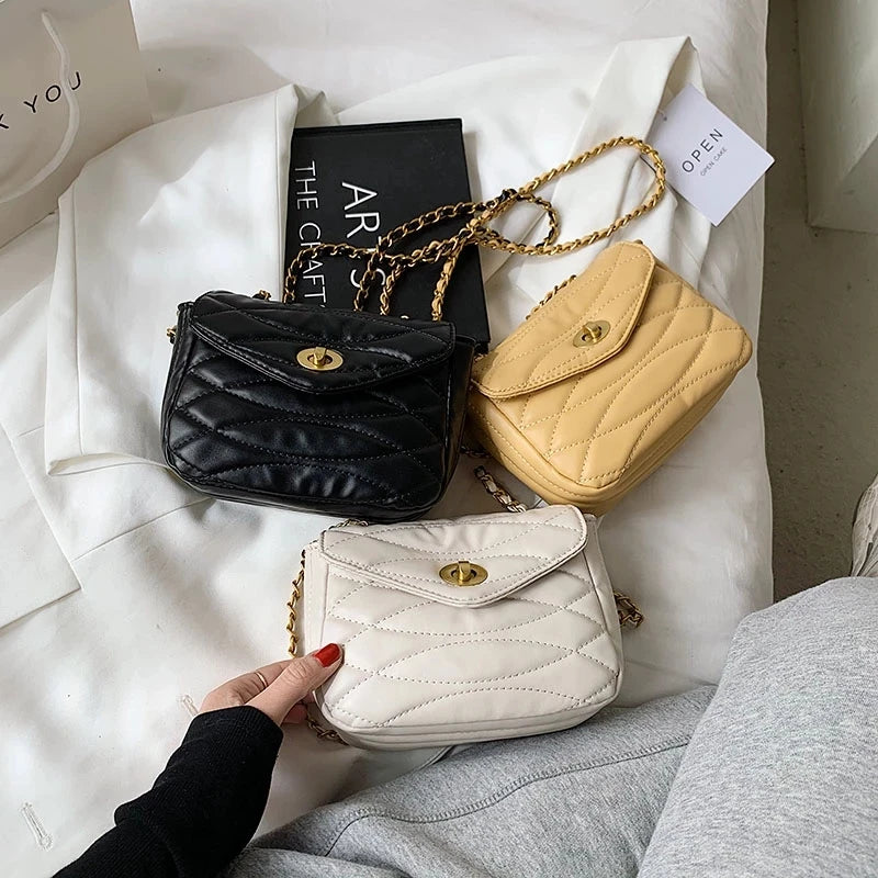 Embroidery Thread Crossbody Bag PU Leather Women's Handbag