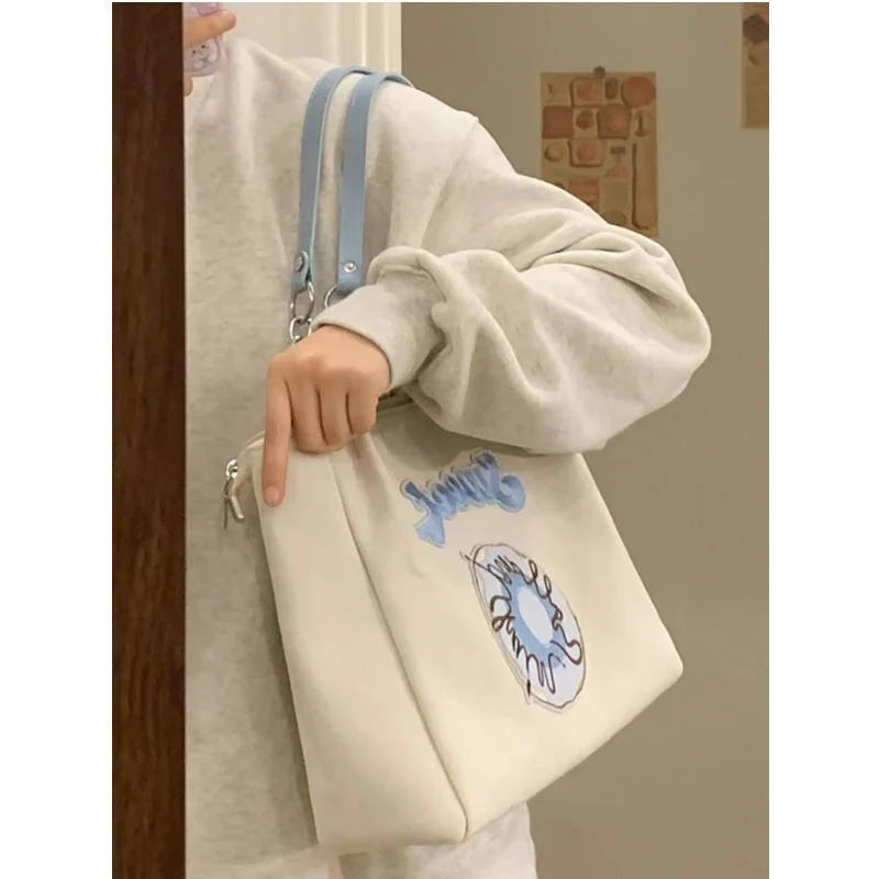 Japanese Embroidery Tote Bag Large Canvas Shopper Handbag