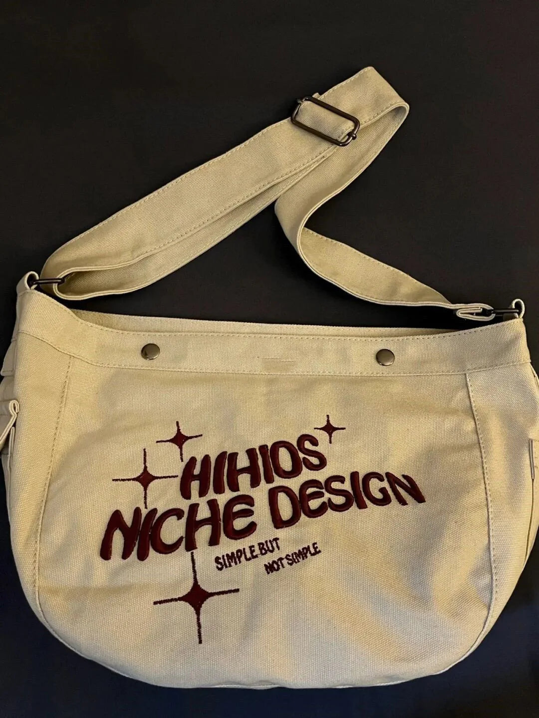 Embroidery Letter Canvas Shoulder Tote Bag Women Casual Armpit Handbag
