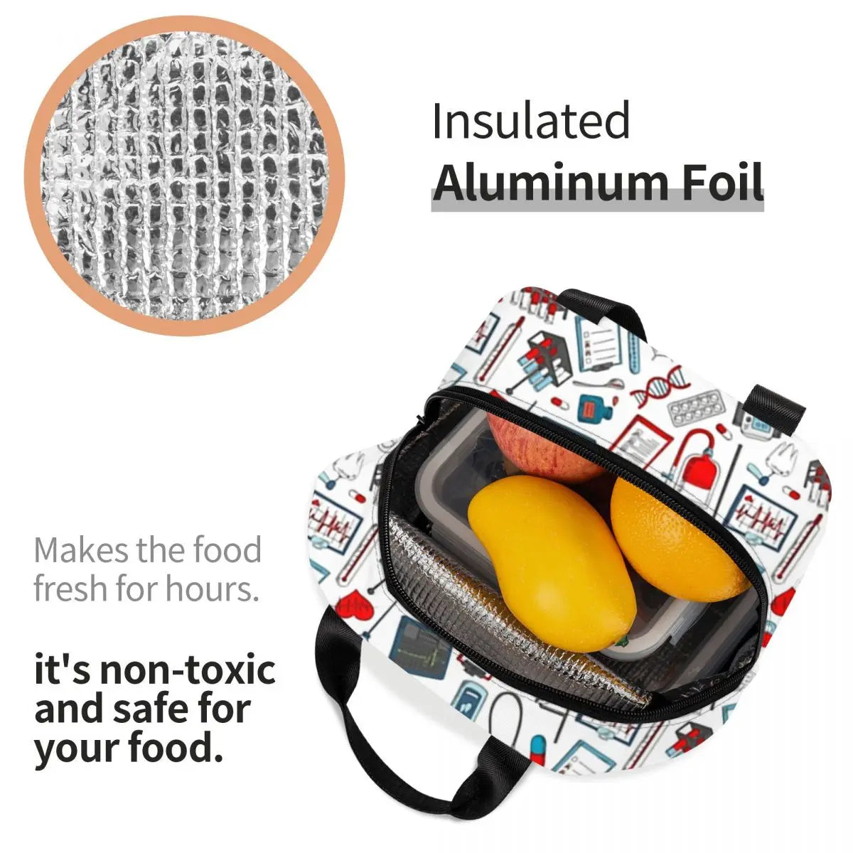 Emergency Nursing Supplies Patterns Portable Lunch Box for Women