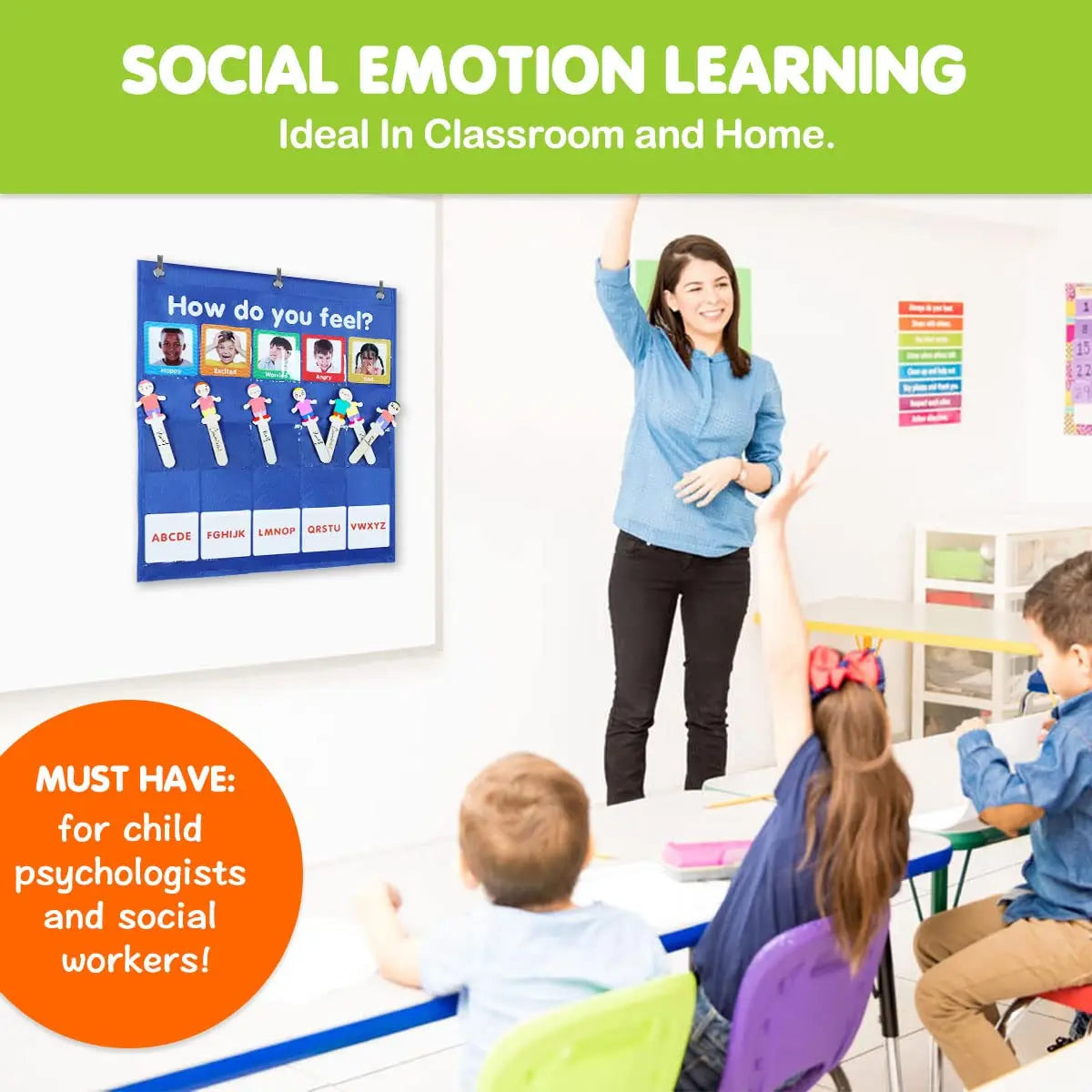 Emotions & Feelings Pocket Chart for Kids, Social Emotional Learning