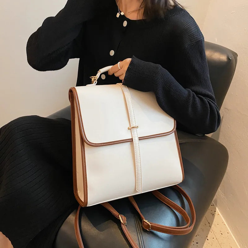 England Style Women's Backpack Soft PU Leather Shoulder Bag Casual Crossbody