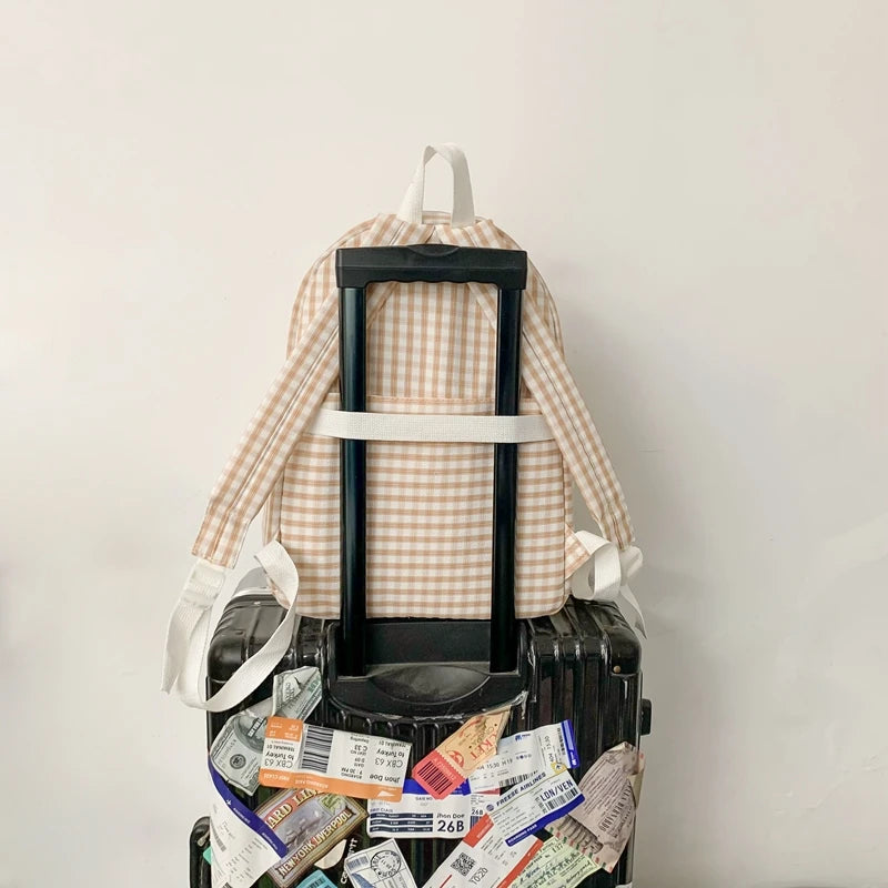 England Style Plaid Backpacks for Women Fresh School Bags Teenage Girls