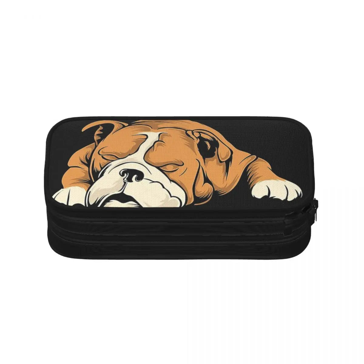 English Bulldog Pen Box Student School Anime Zipper Pen Bag