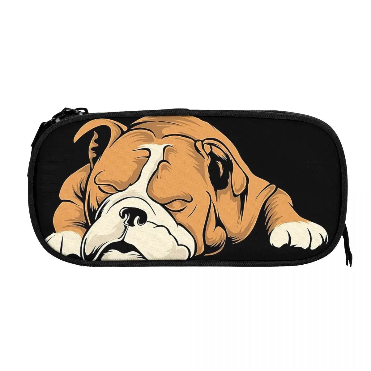 English Bulldog Pen Box Student School Anime Zipper Pen Bag